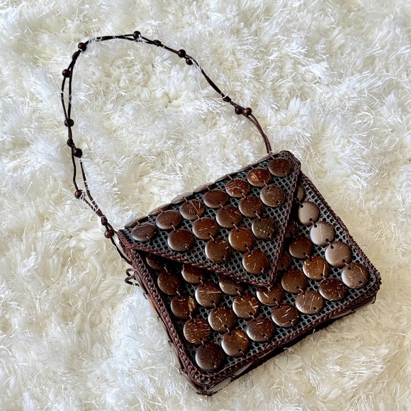 cult gaia Handbags - Handcrafted Brown Beaded Crossbody Bag made in India viral oceanus annies